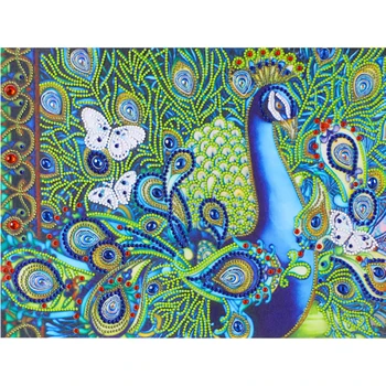 

5D DIY Diamond Painting Round Drill Cross Stitch "Animal peacock" Embroidery 3D Diamond Special-Shaped Rhinestone Painting Gift