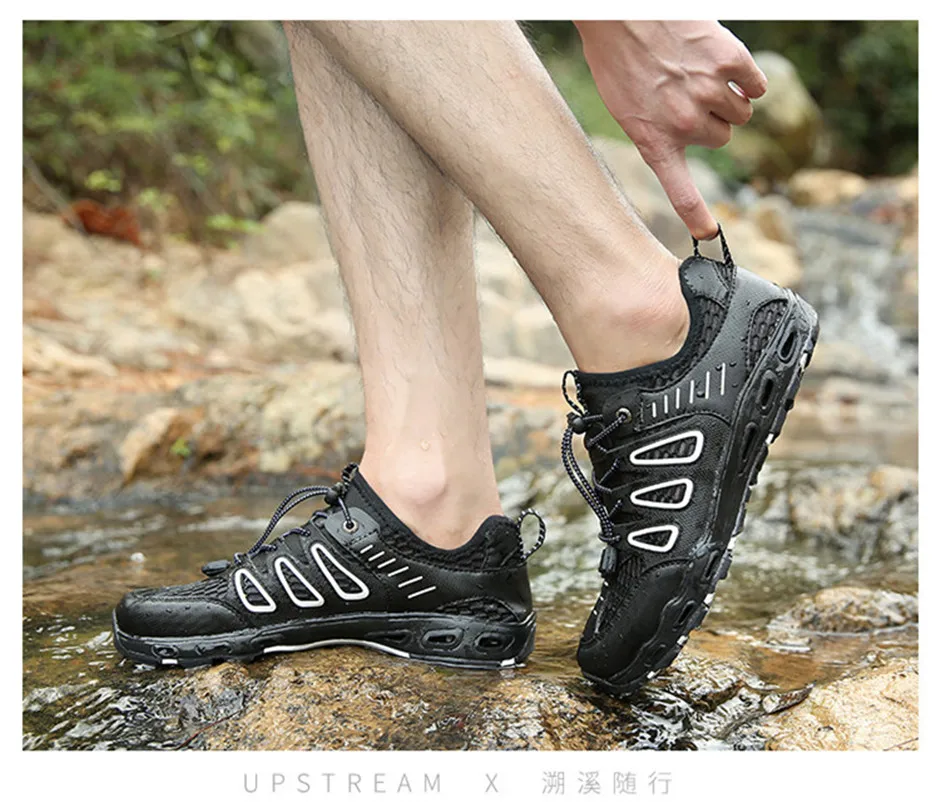 Descalço do Aqua Sapatos de Água Caminhadas ao ar Sapatos Malha Respirável Natação Praia Livre Secagem Rápida Tamanho Grande Unisex Tênis Sandálias 27 High Quality Esporte e Lazer