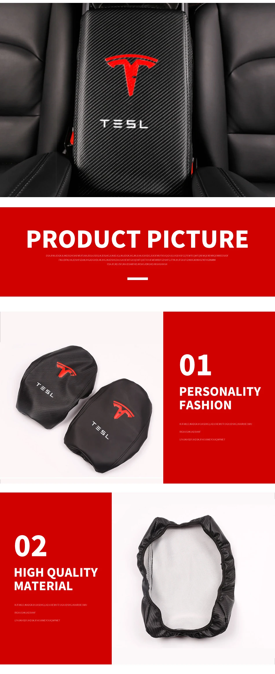Modification Leather armrest box holster central armrest box protective cover modification for Tesla Model 3