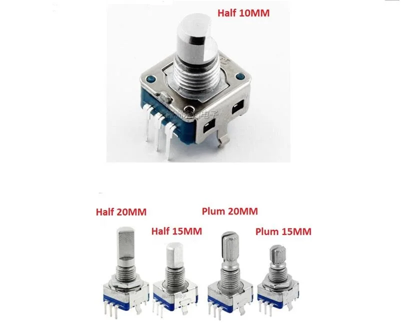 5 шт. EC11 потенциометр Поворотный энкодер/переключатель кодирования/цифровой потенциометр 5 Pin 15 мм 20 мм регулируемая ручка сливы