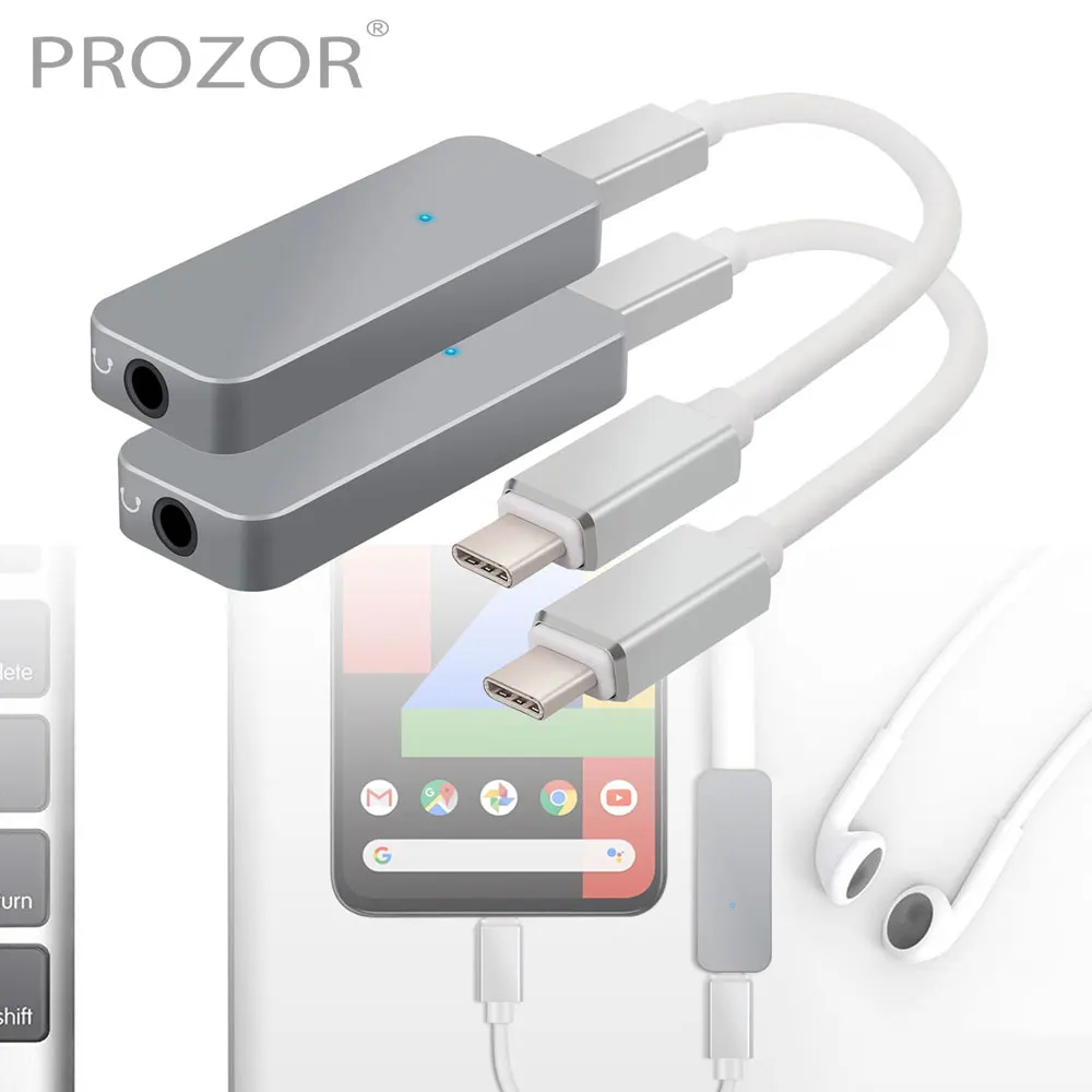 2 Pcs 192kHz USB C DAC Converter Type C to 3 5mm Headphone Adapter USB C to 3 5mm DAC Headphone Amplifier For Smartphone iphone