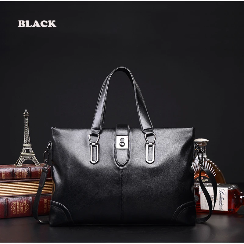 

luxury brand genuine leather briefcases men business messenger bag handbag laptop blue brown male briefcase shoulder bags 2019