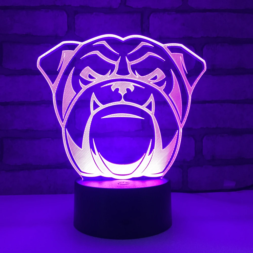 Мопс 3D светодиодный ночник RGB 7 цветов Изменение Настольная лампа фигурки 1819 мальчиков девочек рождественские игрушки