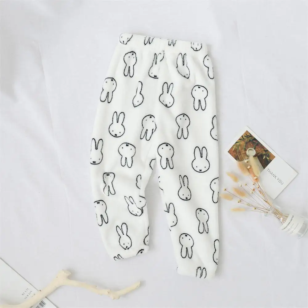 Pants For Boy& Girls Winter Warm Baby Fleece Pants For Boy Girl Trousers Casual Kids Thicken Leggings For Girls Sport Pants - Цвет: rabbit