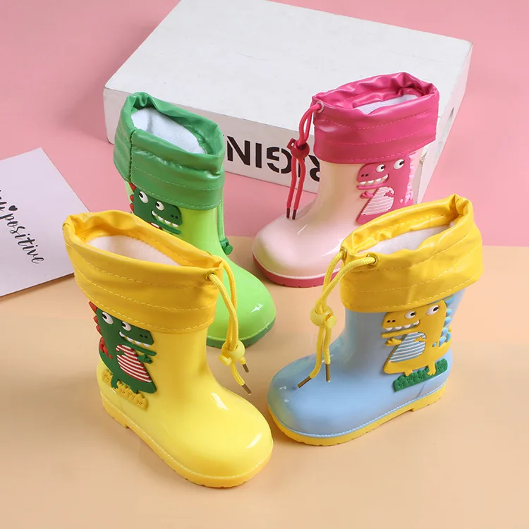 

Heli Shark New Style CHILDREN'S Rain Boots Anti-slip Cartoon Funny Fighting the Dragon Rain Boots Tube Wear-Resistant plus Velve