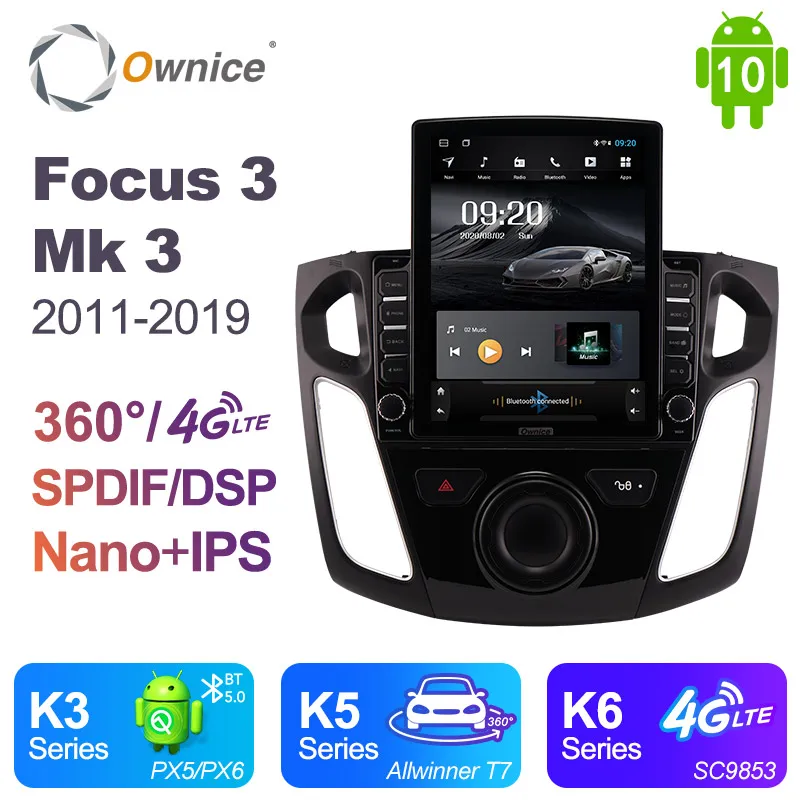 Tesla Style 9 7 &quotPX6 4G + 64G ROM Android 10 0 RDS радио автомобильное DVD плеер GPS Glonass для Ford Focus 3 Mk 2011 -