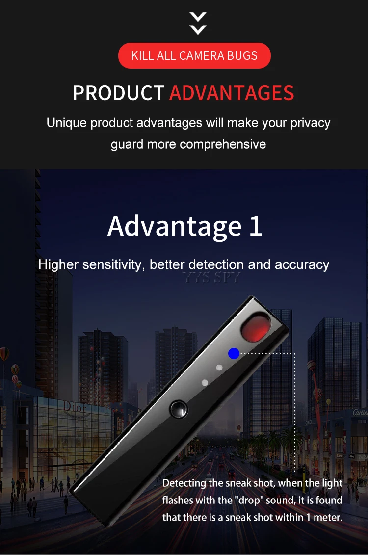 Detecção de Sinal sem Fio Mini Anti Câmera Escondida Detector Caneta Led Infravermelho Digitalização rf Bug Micro Cam Gsm Gps Tracker Finder Spy 6 Detector de câmera antiespionagem
