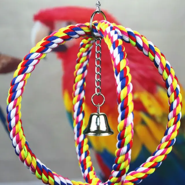 Parrot Swing Rock Climbing Standing Bird Perch Spiral Cotton Rope Chew