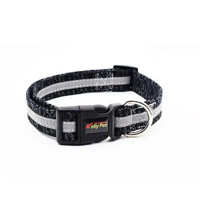 Black Gray Индивидуальный ошейник для Собак прочный нейлоновый Светоотражающий ошейник Французский бульдог ошейник для домашних собак для маленьких средних и больших собак - Цвет: Black Gray