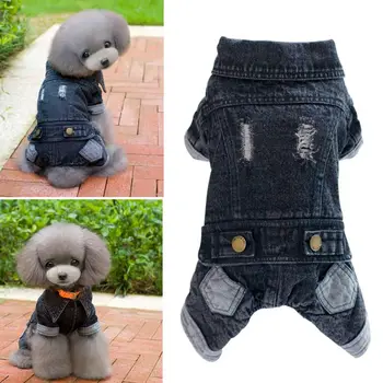 

Winter Dogs Clothes Jeans Coat Cat Dog Animal Printed Costume Four Leg Denim Clothing For Dogs New arrive 2020