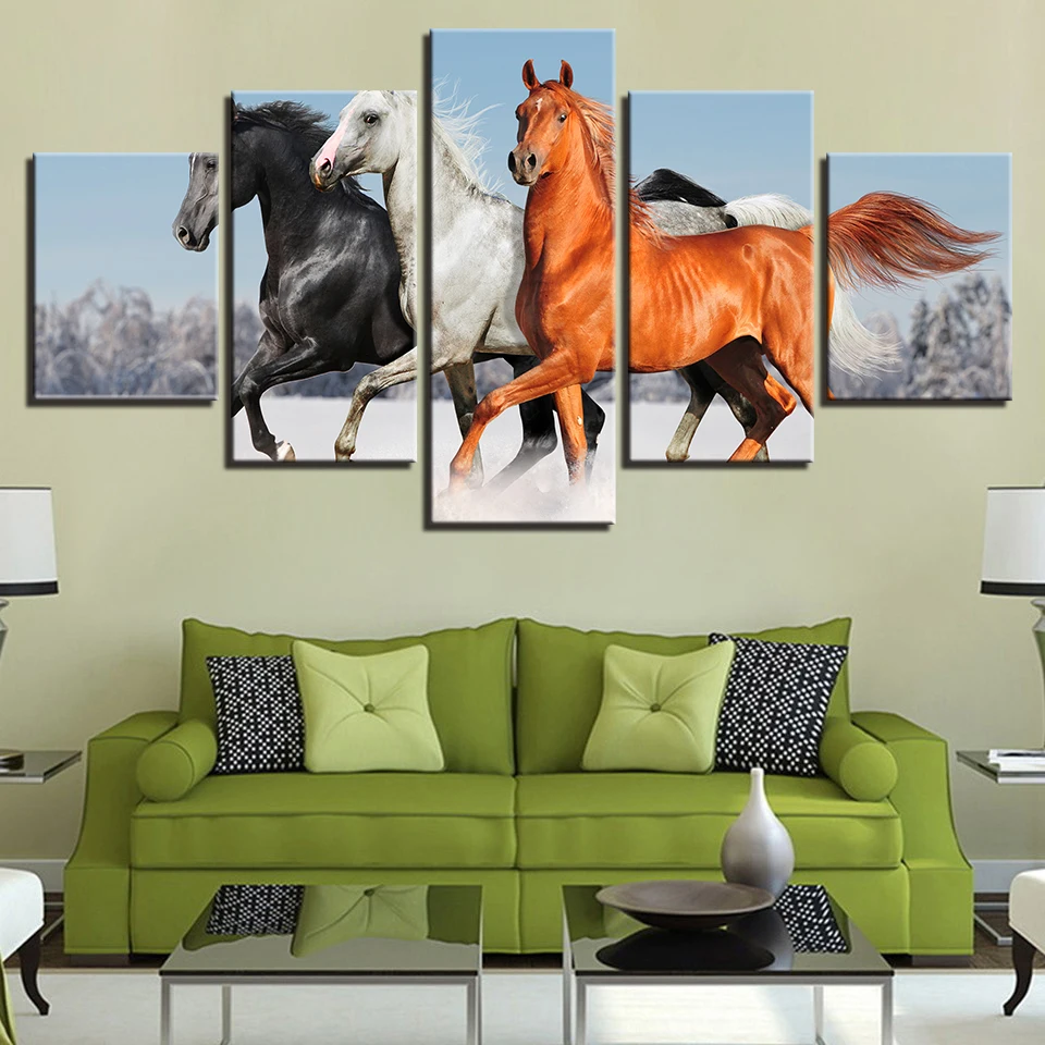 Домашний декор Картина на холсте HD принты животные лошадь 5 шт. | Отзывы и видеообзор