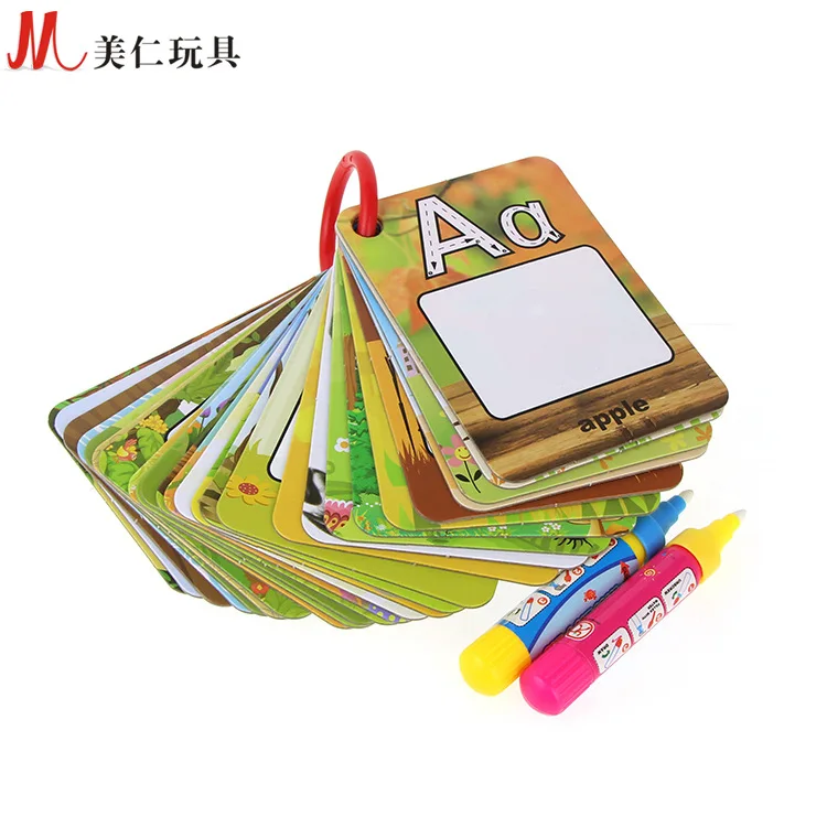 

26 Lettered Card with Numbers Color Water Explicit Painting Card Water Color Cognitive Painting Card Early Childhood Educational