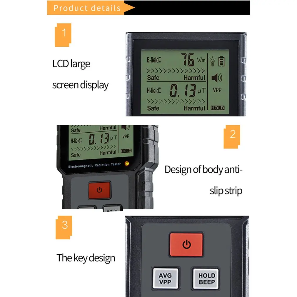 ET825 тестер электромагнитного излучения детектор волнового излучения EMF метр портативный практичный ультрафиолетовый светильник детектор газа