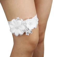 Элегантный Кристалл Стразы Цветок Кружева Свадебные подвязки с жемчугом