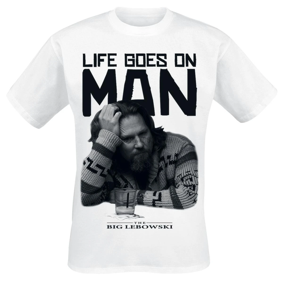 Официальный лицензированный товар Lebowski Life Goes On Man Футболка (белая)|Футболки| |