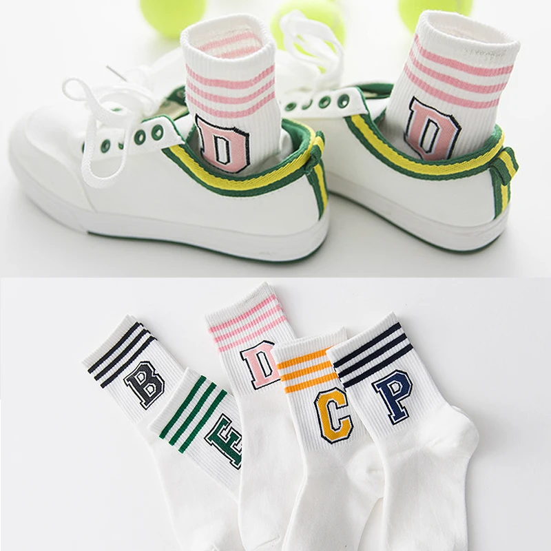 Новые популярные корейские женские хлопковые носки милые с буквенным принтом