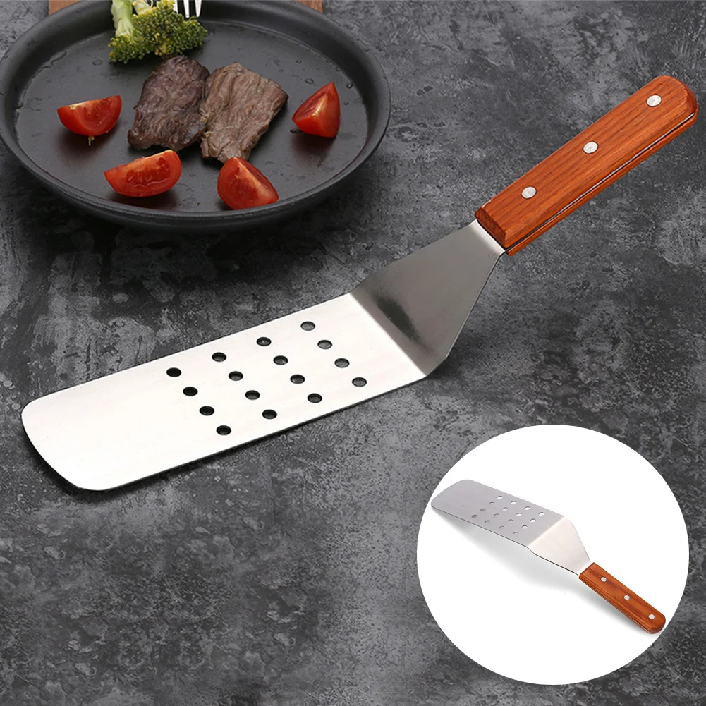 Grilling Restaurant BBQ Stainless Steel Riveted Cooking Utensils Spatula Wood Handle Kitchen Gadgets
