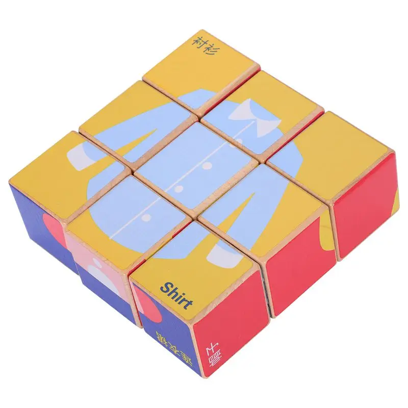 MWZ Деревянные игрушки мультфильм шесть сторон живопись строительный блок 3D игрушки Дети Раннее обучение Развивающие Jouet подарок на день рождения для ребенка