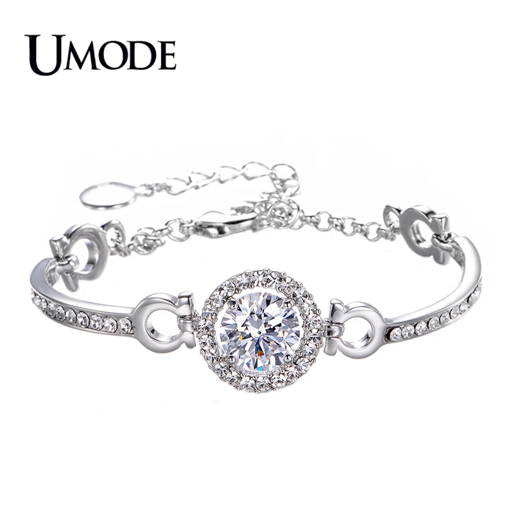 UMODE сверкающий белый золотой цвет сердца & стрелы кубического циркония браслеты