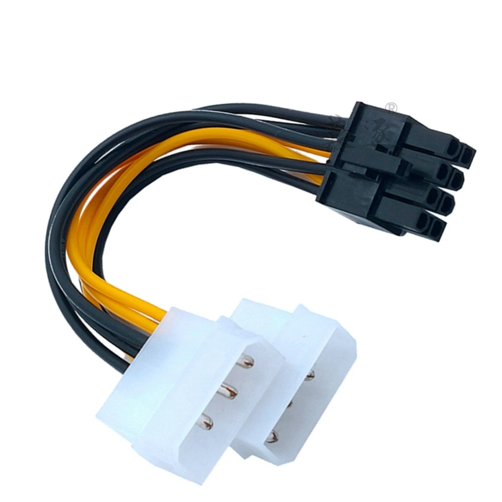 Новый Хит 6 дюймов 2 x Molex 4 pin к 8-контактный PCI Express Видеокарта Pci-e ATX PSU кабель
