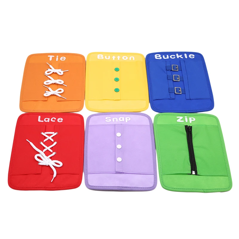 Early Basic Life Skill Learn to Dress Zip Button Snap Cube Educational Toys 