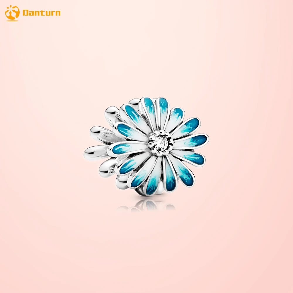 

Danturn New 925 Sterling Silver Beads Blue Daisy Flower Charm fit Original European Bracelets for Women Jewelry Making Gift