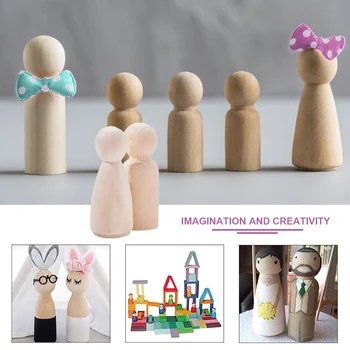 

30pcs Puppet Wooden Peg Dolls Children Painted DIY Crafts Unfinished Toys
