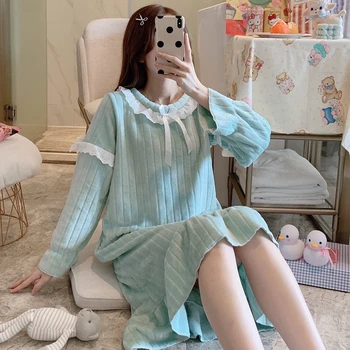 

Women's robes warm coral fleece pajamas lovely pajamas women's pajamas home clothes velvet pit dress