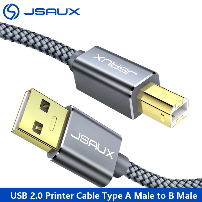 Кабель для принтера JSAUX Dell USB тип A штекер B шнур сканера 2 м/3 м высокоскоростной HP