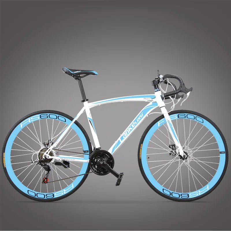 Discount New Brand Road Bike Carbon Steel Frame 700CC Wheel 21 27 Speed Dual Disc Brake Bicicleta Outdoor Cycling Bicycle 5