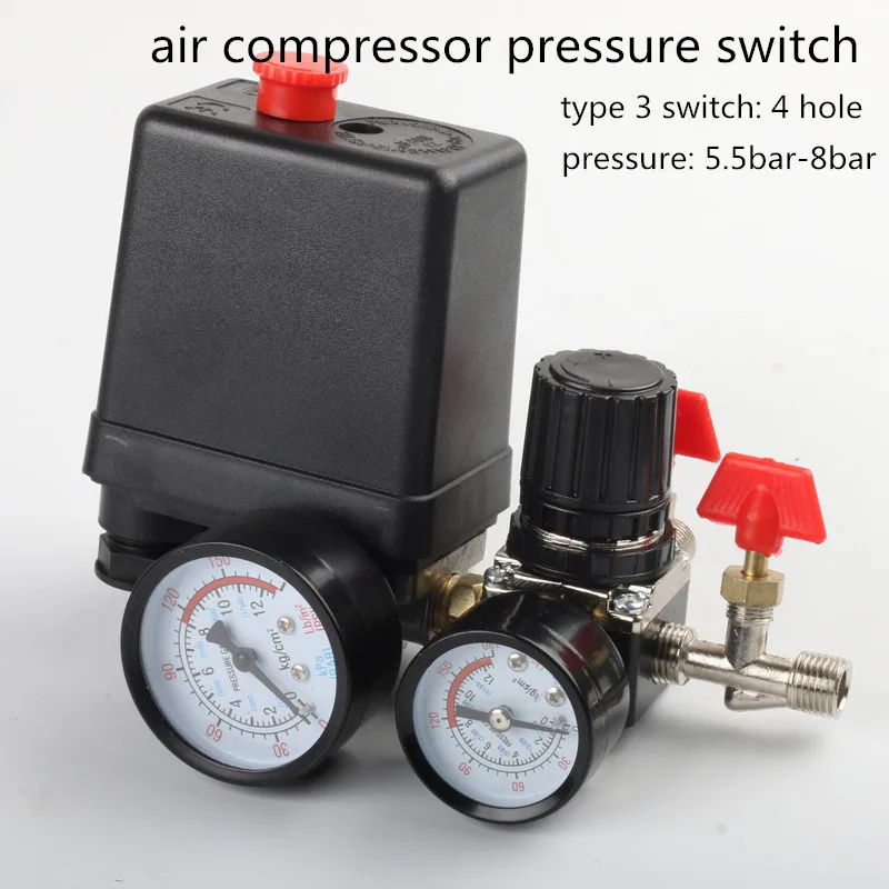 

120 PSI 240V Air Compressor Pressure Valve Switch Case Manifold Relief Regulator Gauges Barometers Lighting Accessories Switches