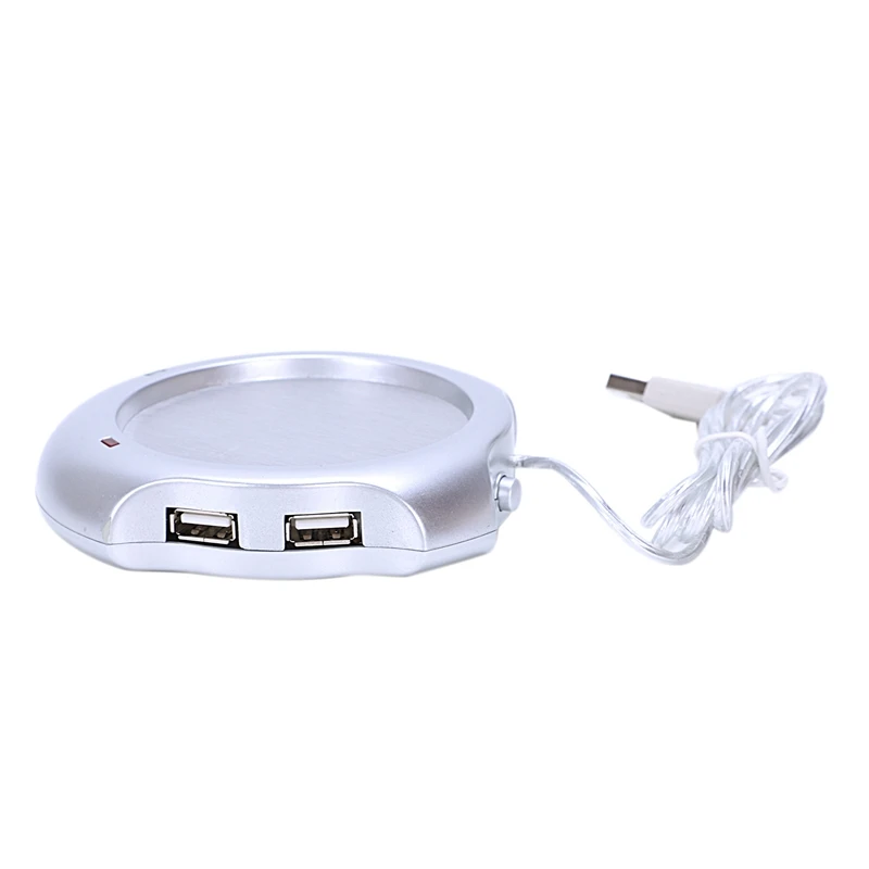 HOT-USB чайная чашка нагреватель для кофейной кружки нагревательные коврики с концентратором 4 порта USB PC для ноутбука, серебро