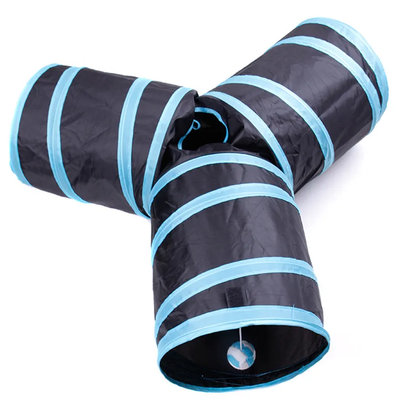Indoor 3-way Collapsible Cat Tunnel Tube Kitty Tunnel Bored Pet Cat Toys Peek Hole Toy For Cat Puppy Kitty Kitten  (5)