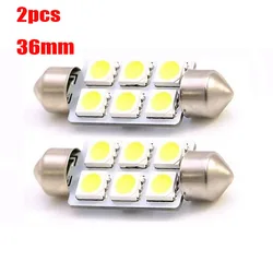 2 pces c5w 6 led branco festão dome luz 5050 smd led carro auto interior luz da porta lâmpada 12v luz leitura mapa 36mm