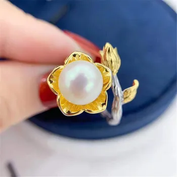 

Simple Big Pearl Rings Settings Women DIY Pearl Rings Holder S925 Sterling Silver Pearl Jewelry Findings