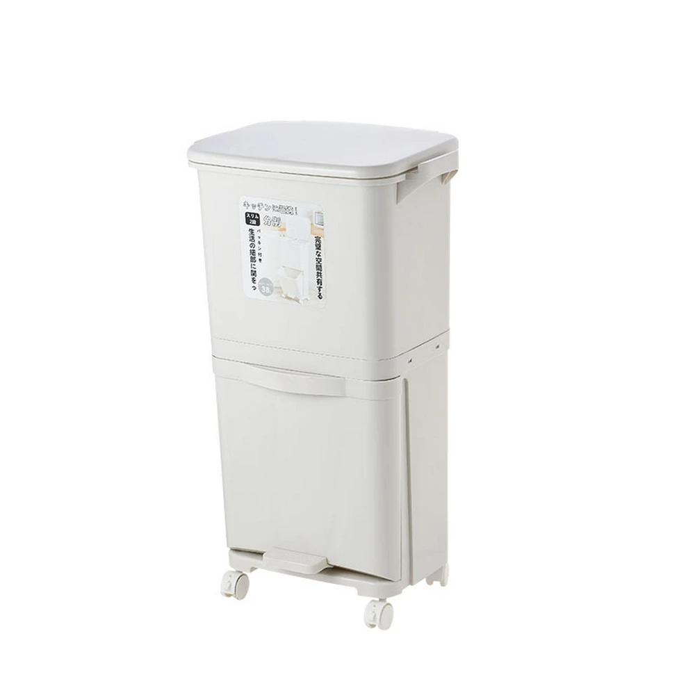 Большой двойные слои для мусора 38/42LRecyclable StorageKitchen вертикальный отходов сортировки ящики с колесом держатель для мусорного мешка