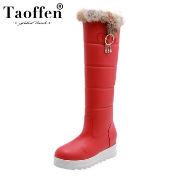 

Taoffen Women New Arrival Snow Boots Platform Round Toe Warm Knee High Boots Slip On Fashion Daily Work Shoe Footwear Size 33-43