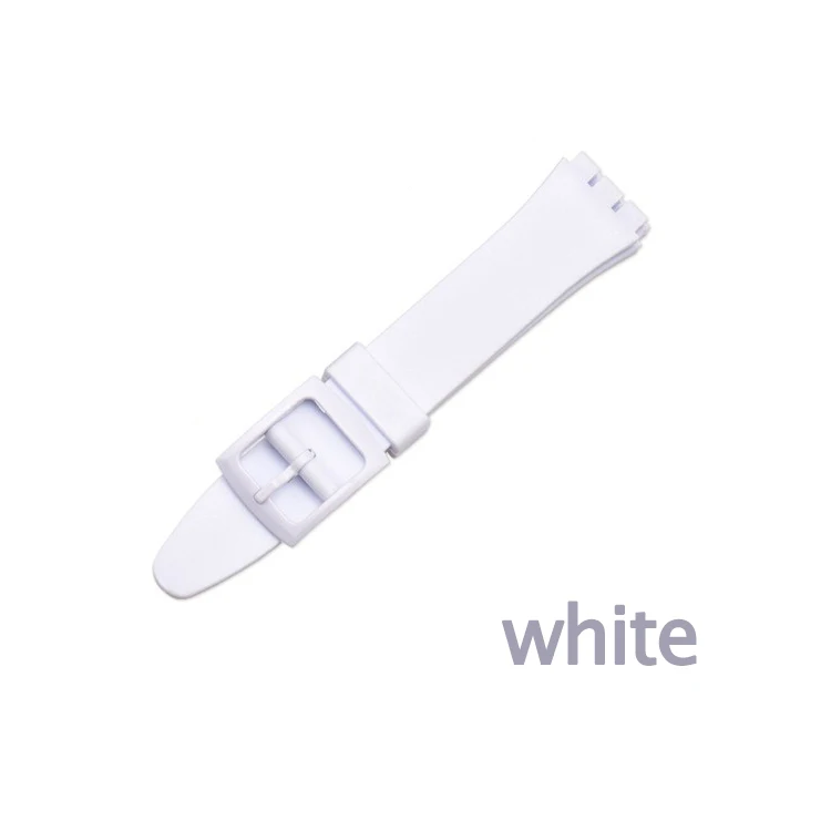 Для Swatch Watch браслет мягкий водонепроницаемый силиконовый замена для мужчин t 16 мм 17 мм 19 мм качественный ремешок для часов резиновый ремешок для мужчин и женщин - Цвет ремешка: white