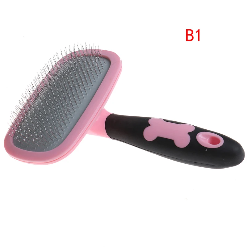 pink 2 Расчески для удаления волос для домашних животных, собак, кошек, щетка для чистки меха, гребни для ухода за шерстью, большой размер, инструмент, яркие цвета, Нескользящие Домашние животные, поставщик - Цвет: pink 2