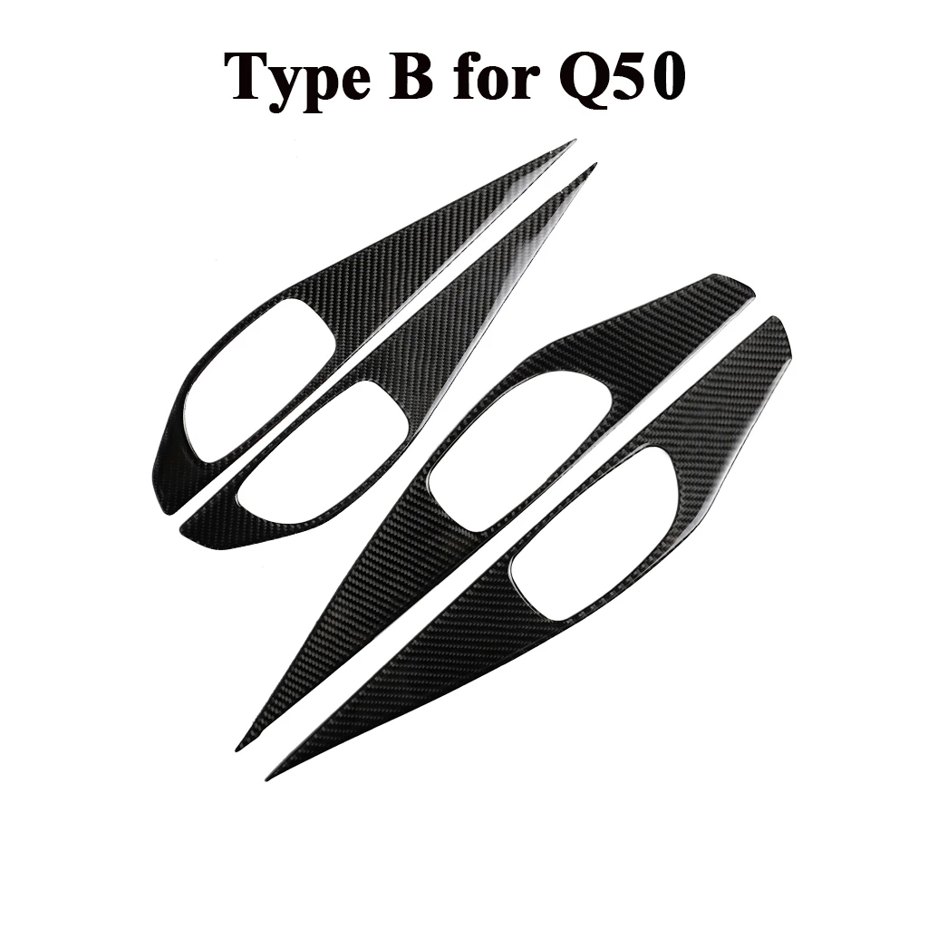 Реальные углеродного волокна дверные ручки панели отделка для Infiniti Q50 Q60 интерьер молдинги