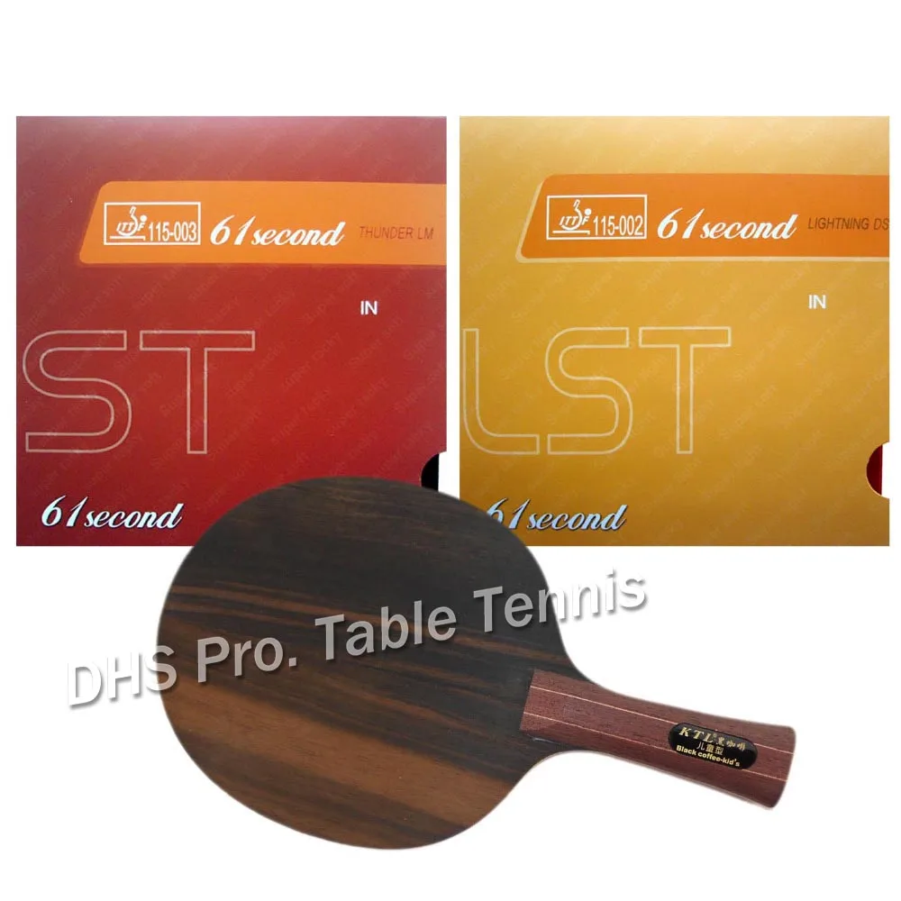 

KTL Ebony 5 Black coffee kids Blade Shakehand with 61second LST and ST rubber with sponge for a table tennis pingpong racket