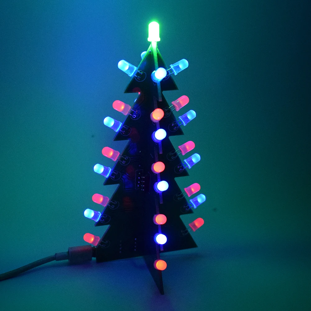 3D Красочные Рождественские елки набор коробка DIY Kit RGB Flash светодиодный комплект цепи Рождественский подарок на год игрушки декор электронный набор для развлечения