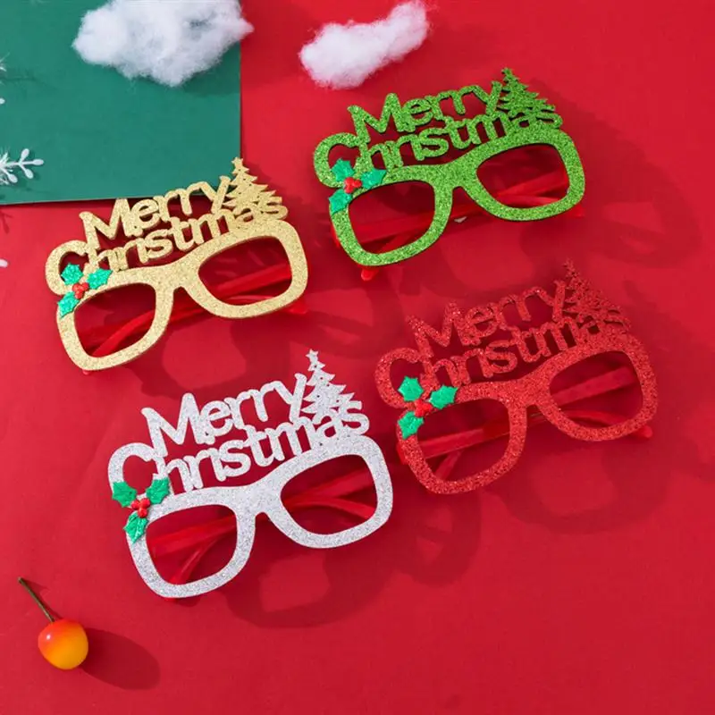 4pcs Christmas Eyeglasses Frame Lovely Eye Glasses Photo Props Funny Eyewear for Party