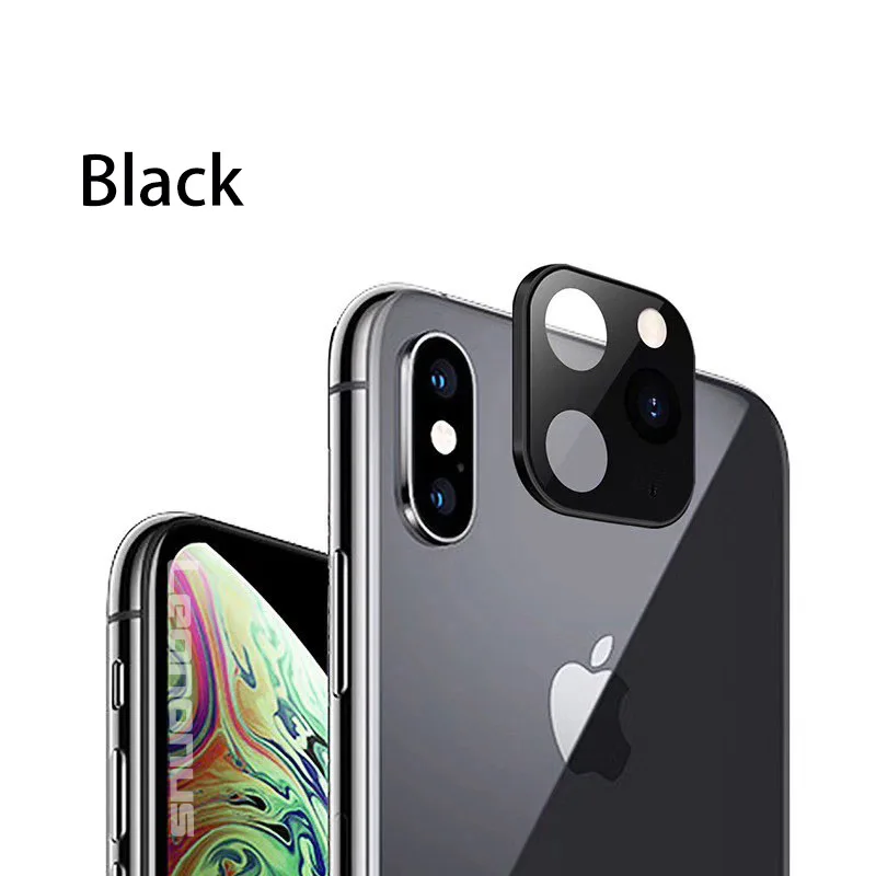 Black Защита для экрана камеры для iPhone X XS Max секундная замена на iPhone 11 Pro Max закаленное стекло металлический задний объектив для iPhone XS - Цвет: Black
