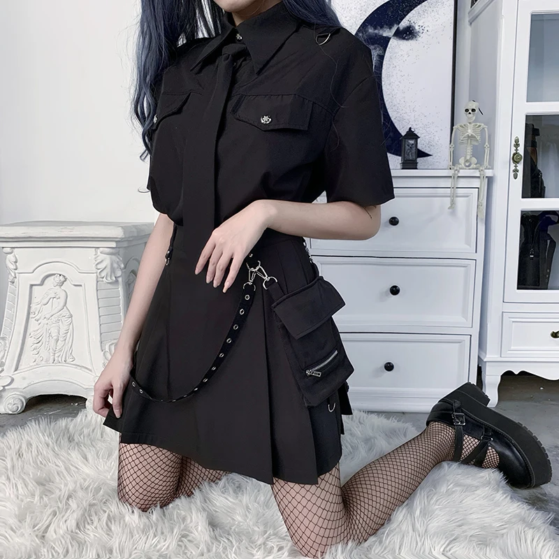 InsDoit Lolita Gothic Black Corset Dresses For Women Harajuku Vintage  Aesthetic Mini Dress Y2K Punk Elegant Party A Line Dresses