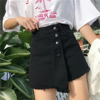 

Summer trousers skirt with a split A-line skirt jeans short Denim Shorts A-line High Waist Wide Leg Pants Skirt Pants