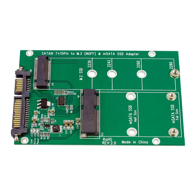 Новая замена NGFF M.2 B+ M ключ или mSATA SSD на SATA III 3 адаптер карты