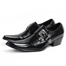 

Fashion Pointed Toe Heighten Oxford Shoes Luxury Men Dress Wedding Crocodile Leather High Heels Party Prom Shoe