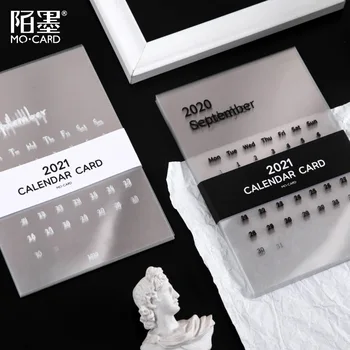 

2021 NEW Kawaii Transparent Calendar Cards PET Desk Calendars Schedule Creative Table Dates Reminder Timetable Planner sl2616