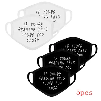 

5pc Reusable Facemask Letter Black Masque Fabric Women Designer Washable Facemask Mascarillas Dustproof Mondmasker Маска